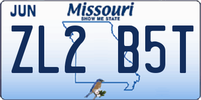 MO license plate ZL2B5T