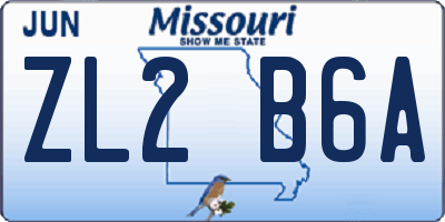MO license plate ZL2B6A
