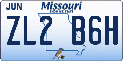 MO license plate ZL2B6H