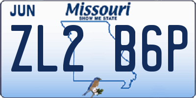 MO license plate ZL2B6P