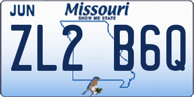 MO license plate ZL2B6Q