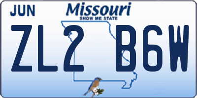 MO license plate ZL2B6W