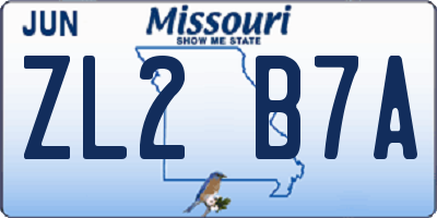 MO license plate ZL2B7A