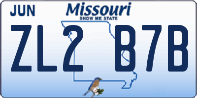 MO license plate ZL2B7B