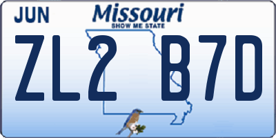 MO license plate ZL2B7D