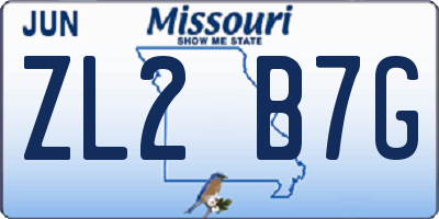 MO license plate ZL2B7G