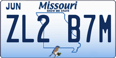 MO license plate ZL2B7M
