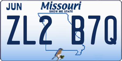 MO license plate ZL2B7Q