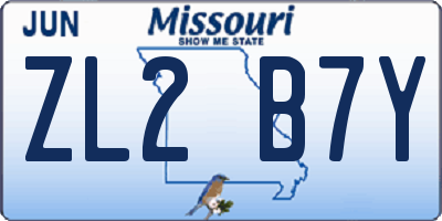 MO license plate ZL2B7Y