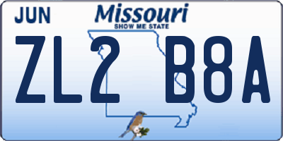 MO license plate ZL2B8A