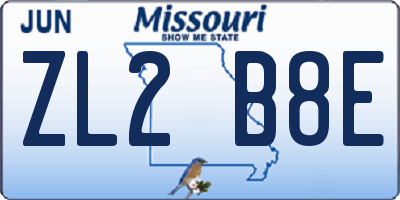 MO license plate ZL2B8E