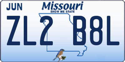 MO license plate ZL2B8L