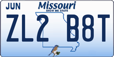 MO license plate ZL2B8T