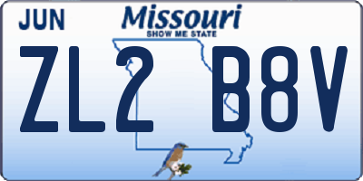 MO license plate ZL2B8V
