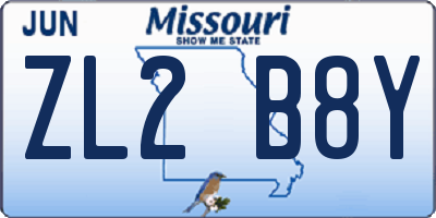 MO license plate ZL2B8Y