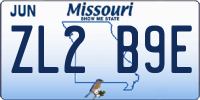 MO license plate ZL2B9E
