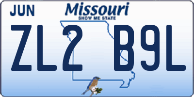 MO license plate ZL2B9L