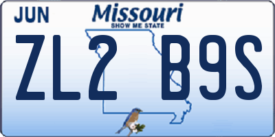 MO license plate ZL2B9S