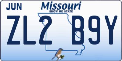 MO license plate ZL2B9Y