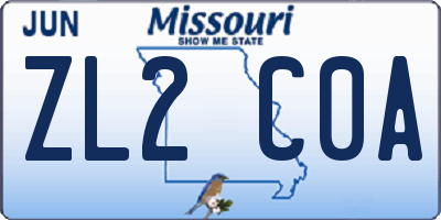 MO license plate ZL2C0A