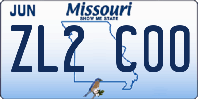 MO license plate ZL2C0O