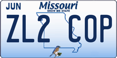 MO license plate ZL2C0P