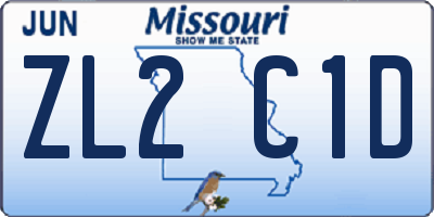 MO license plate ZL2C1D