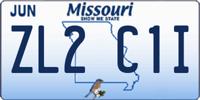 MO license plate ZL2C1I