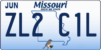 MO license plate ZL2C1L