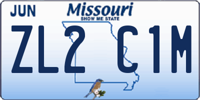 MO license plate ZL2C1M