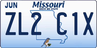 MO license plate ZL2C1X