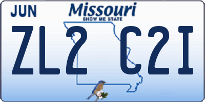MO license plate ZL2C2I