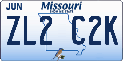 MO license plate ZL2C2K