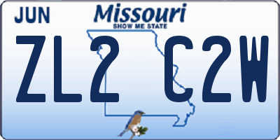 MO license plate ZL2C2W