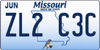 MO license plate ZL2C3C