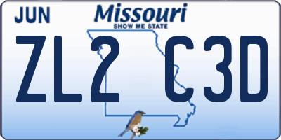 MO license plate ZL2C3D