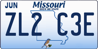 MO license plate ZL2C3E
