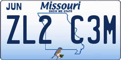 MO license plate ZL2C3M