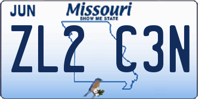 MO license plate ZL2C3N