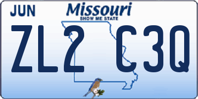 MO license plate ZL2C3Q