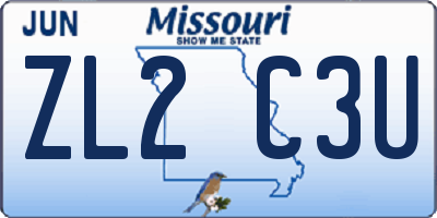 MO license plate ZL2C3U