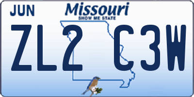 MO license plate ZL2C3W