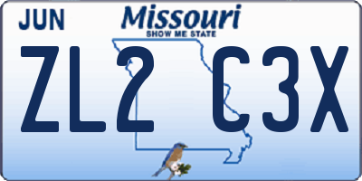 MO license plate ZL2C3X