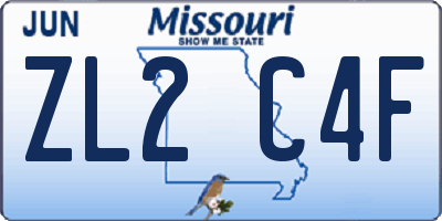 MO license plate ZL2C4F