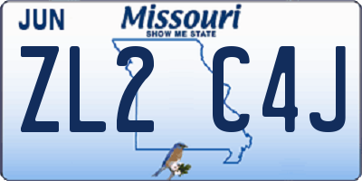 MO license plate ZL2C4J