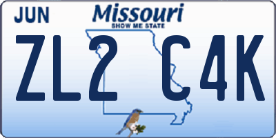 MO license plate ZL2C4K
