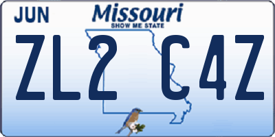 MO license plate ZL2C4Z