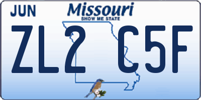 MO license plate ZL2C5F