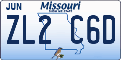 MO license plate ZL2C6D