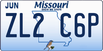 MO license plate ZL2C6P